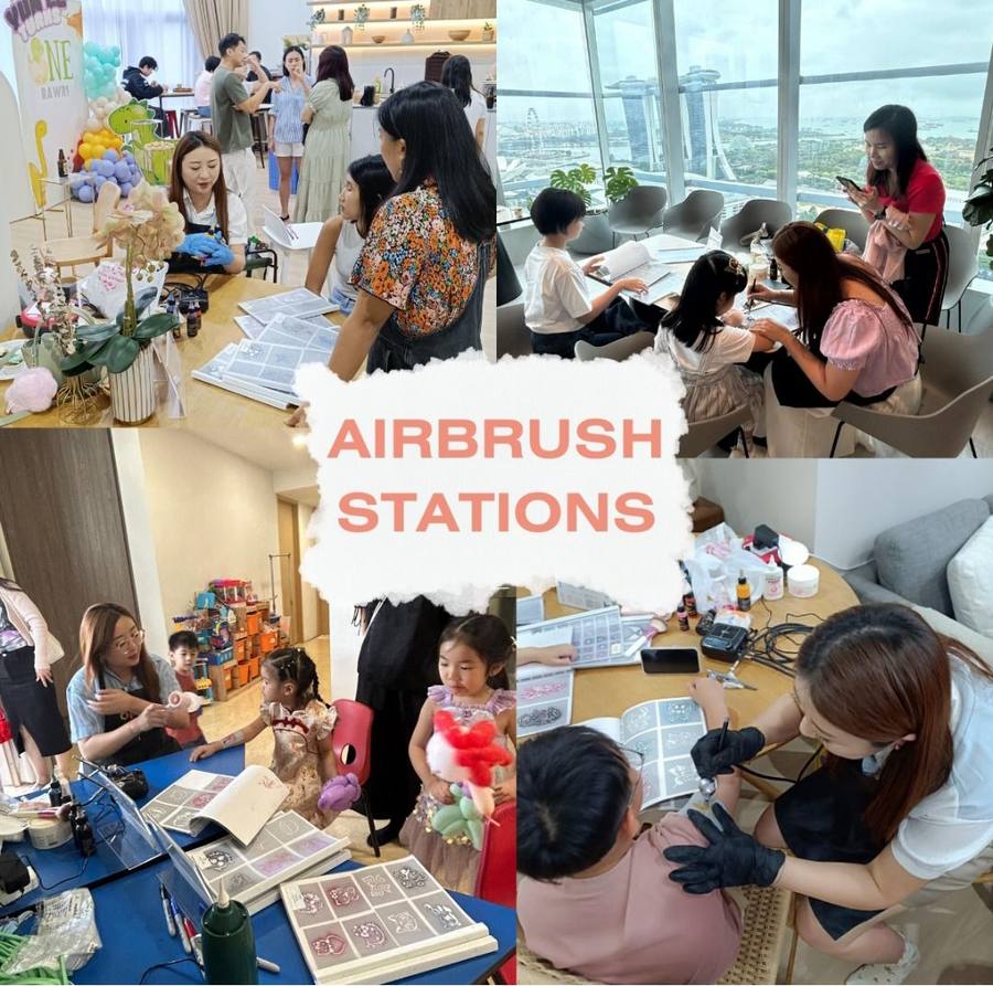 Airbrush tattoo station in action